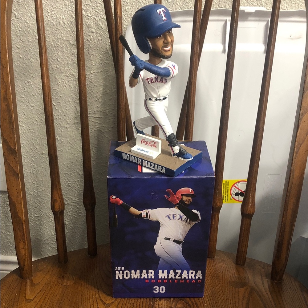 Coca Cola Nomar Mazara Texas Rangers Bobblehead - Blue/White